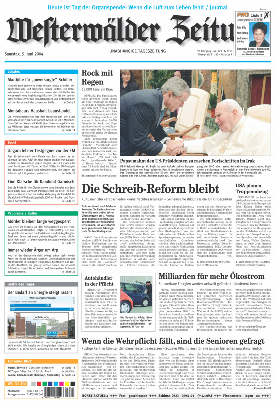 Westerwälder Zeitung vom Samstag, 05.06.2004