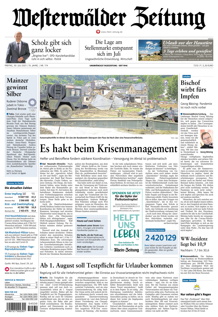 Westerwälder Zeitung vom Freitag, 30.07.2021