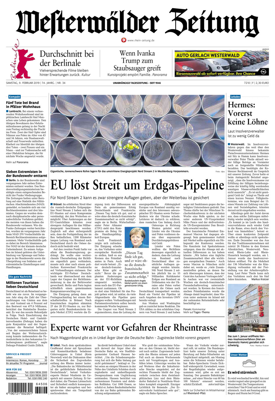 Westerwälder Zeitung vom Samstag, 09.02.2019