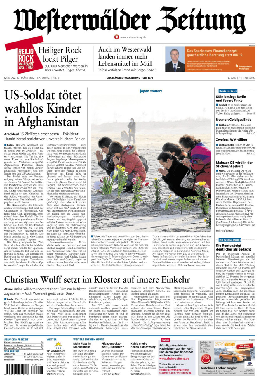 Westerwälder Zeitung vom Montag, 12.03.2012