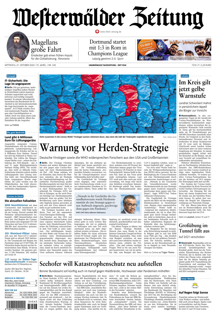 Westerwälder Zeitung vom Mittwoch, 21.10.2020