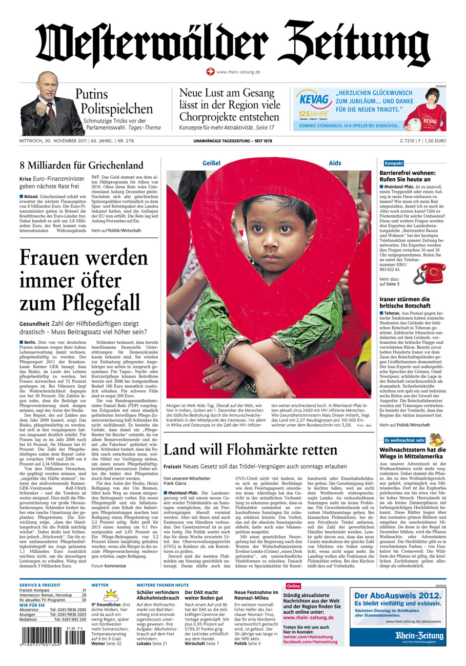 Westerwälder Zeitung vom Mittwoch, 30.11.2011