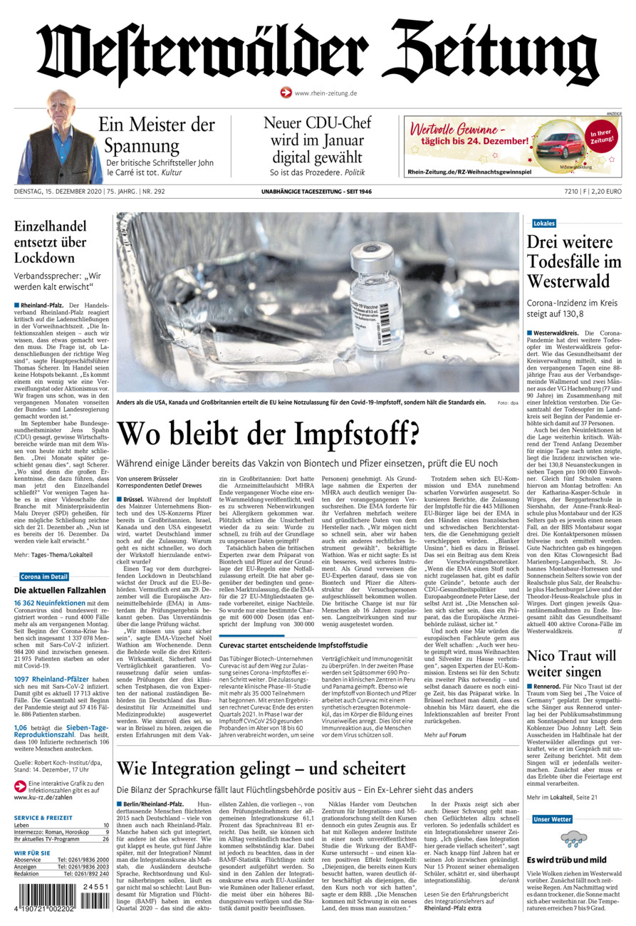 Westerwälder Zeitung vom Dienstag, 15.12.2020