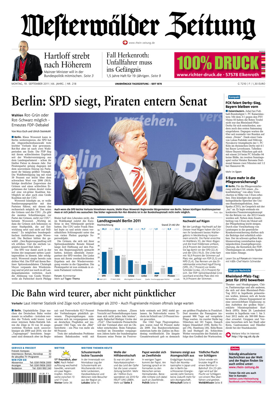 Westerwälder Zeitung vom Montag, 19.09.2011