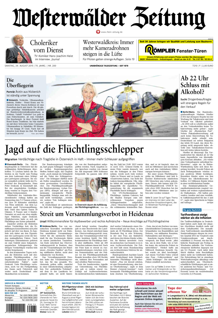 Westerwälder Zeitung vom Samstag, 29.08.2015