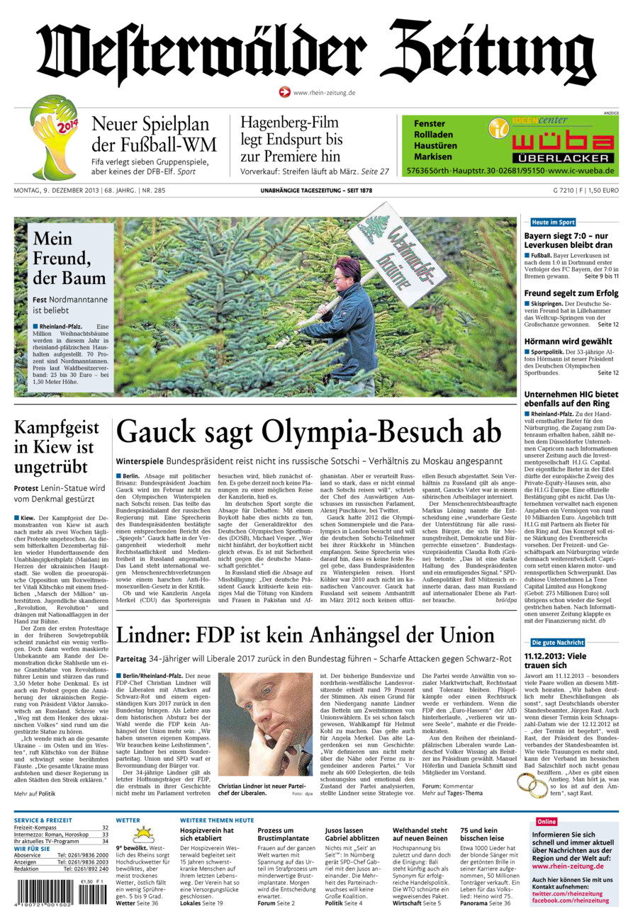 Westerwälder Zeitung vom Montag, 09.12.2013