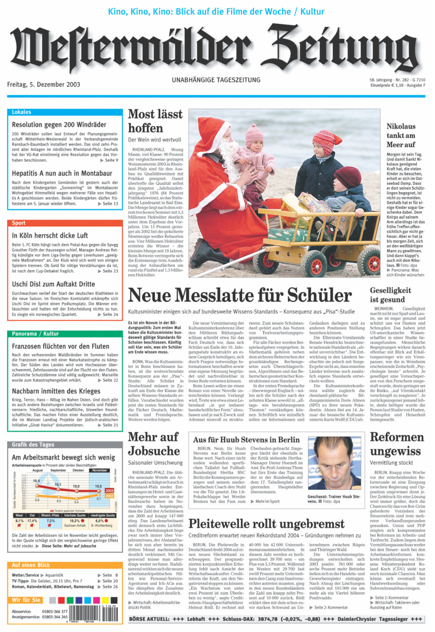 Westerwälder Zeitung vom Freitag, 05.12.2003