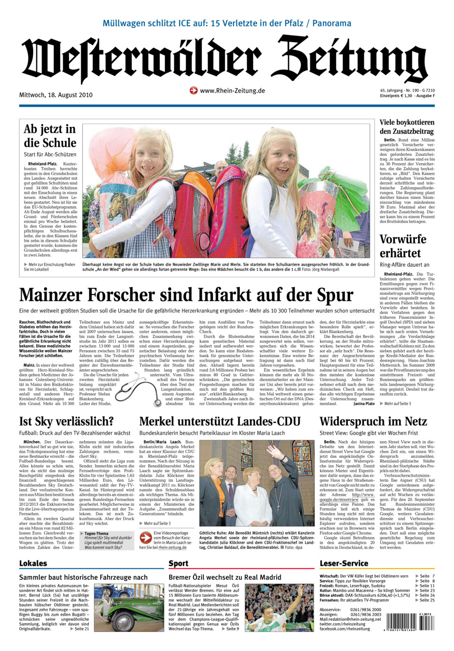 Westerwälder Zeitung vom Mittwoch, 18.08.2010