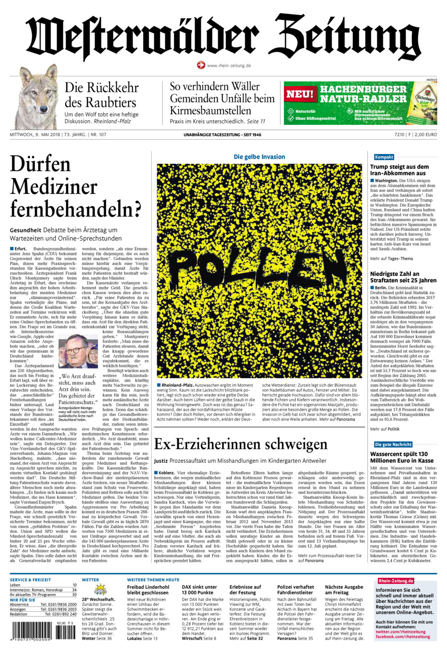 Westerwälder Zeitung vom Mittwoch, 09.05.2018