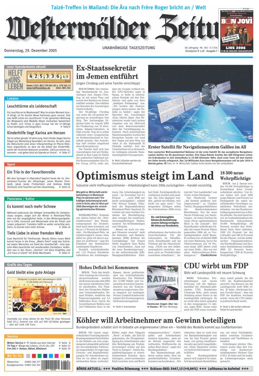 Westerwälder Zeitung vom Donnerstag, 29.12.2005