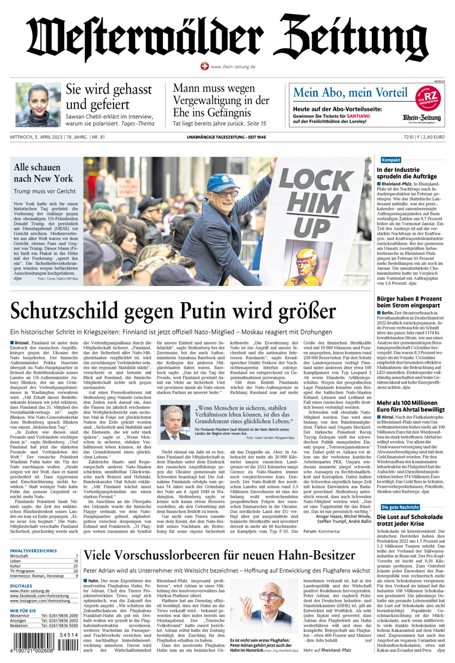 Westerwälder Zeitung vom Mittwoch, 05.04.2023