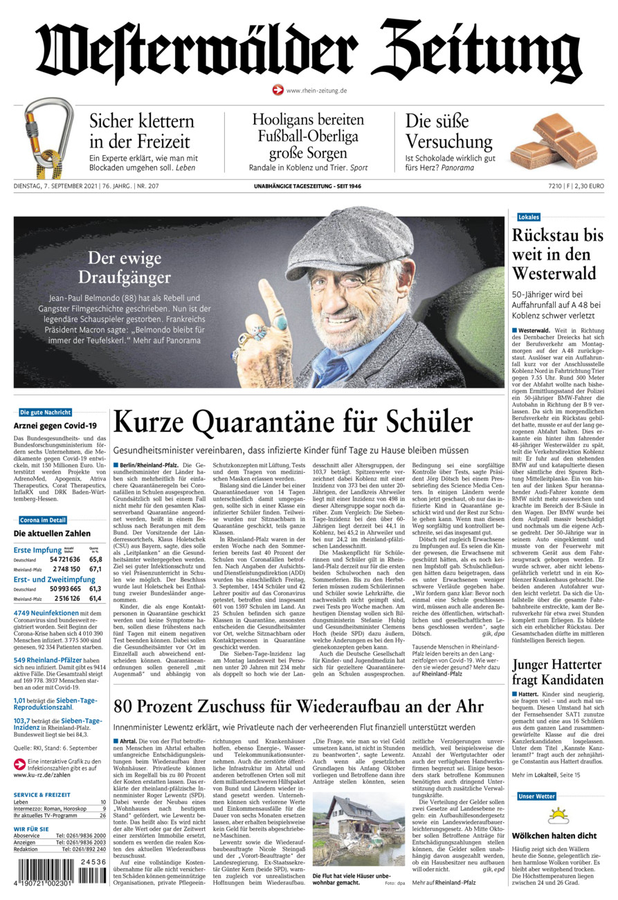 Westerwälder Zeitung vom Dienstag, 07.09.2021