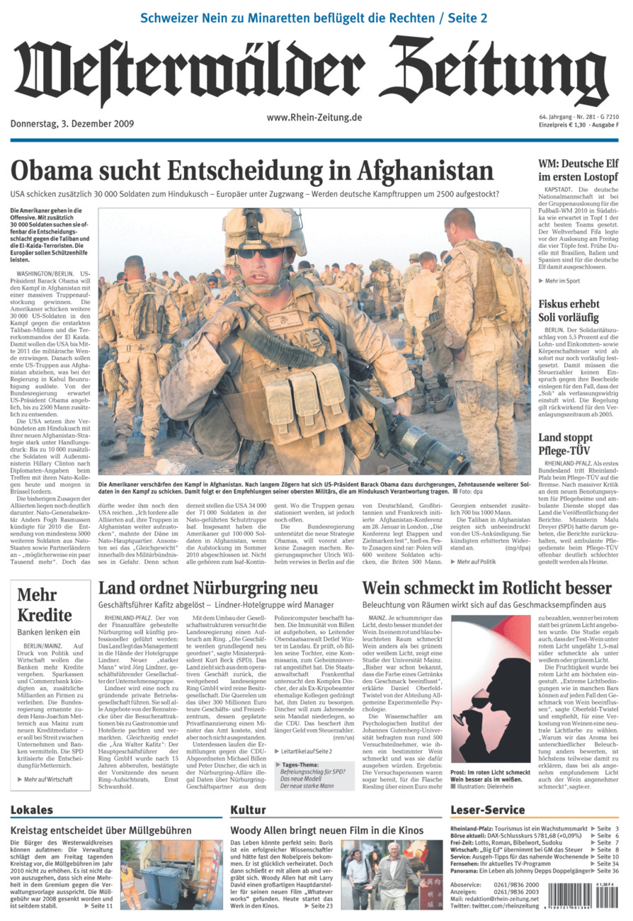 Westerwälder Zeitung vom Donnerstag, 03.12.2009
