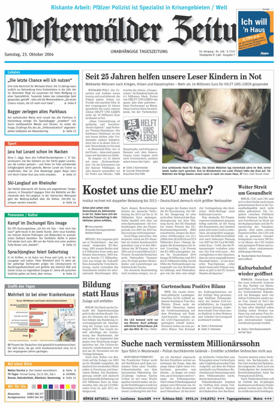 Westerwälder Zeitung vom Samstag, 23.10.2004