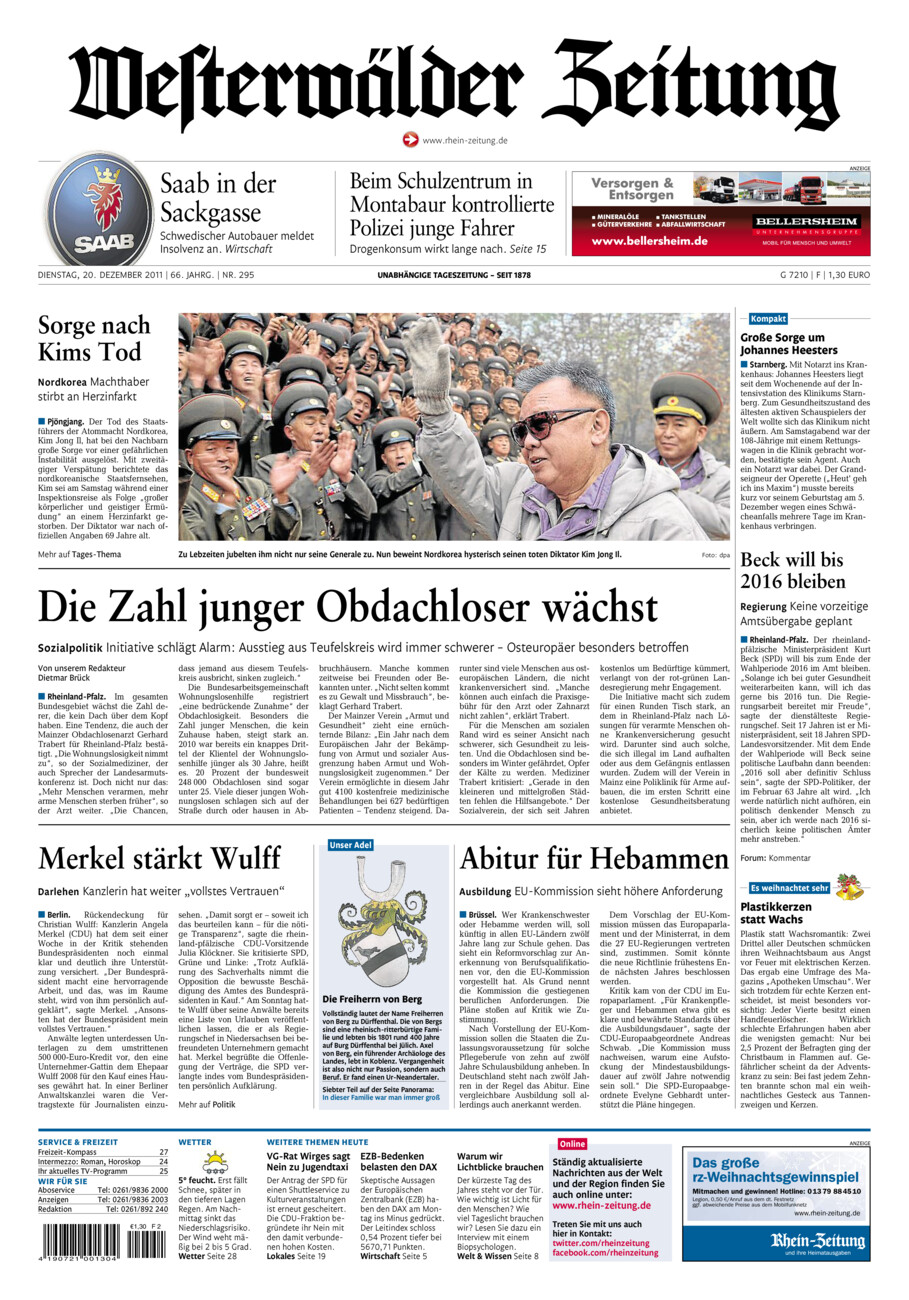 Westerwälder Zeitung vom Dienstag, 20.12.2011