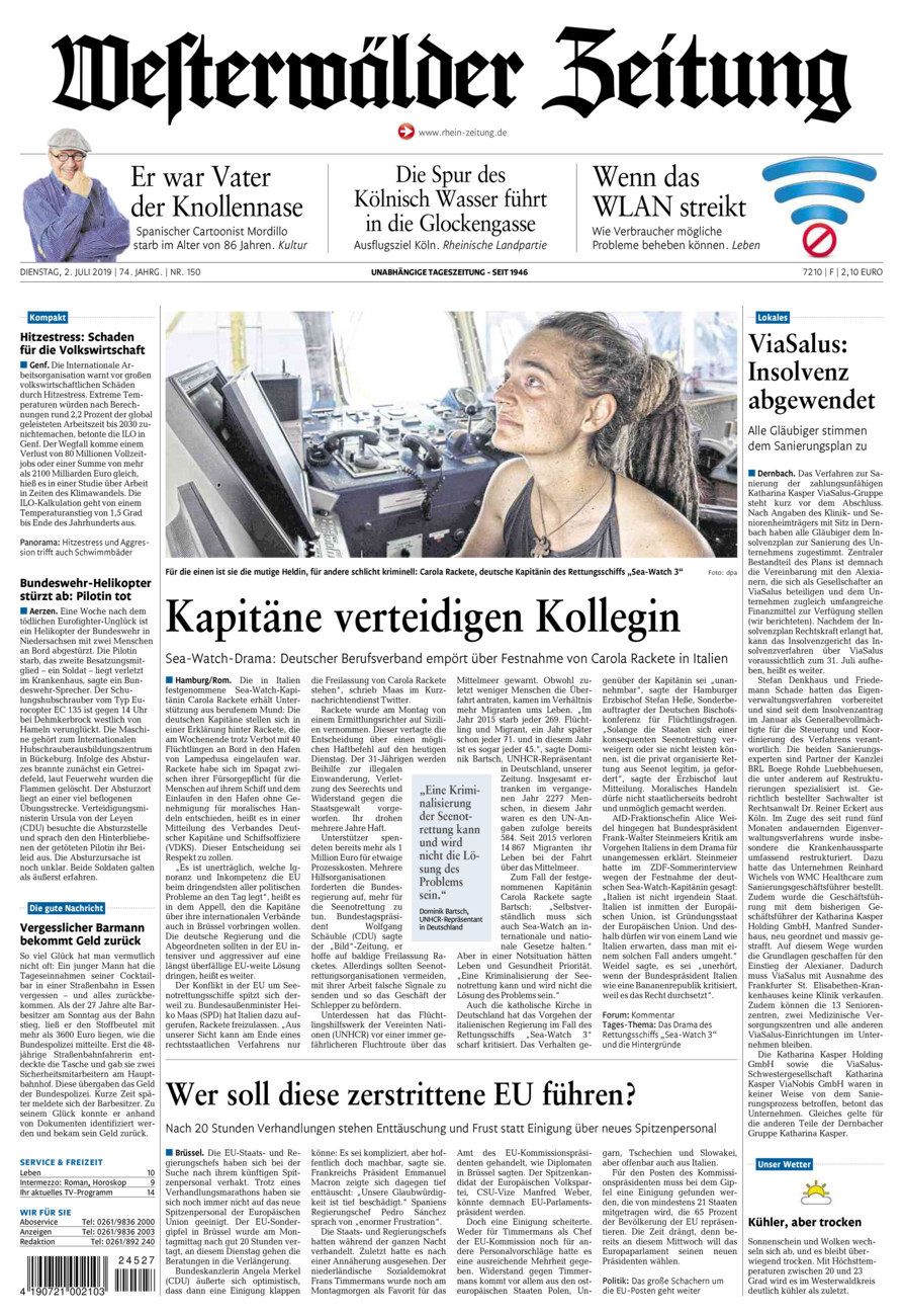 Westerwälder Zeitung vom Dienstag, 02.07.2019