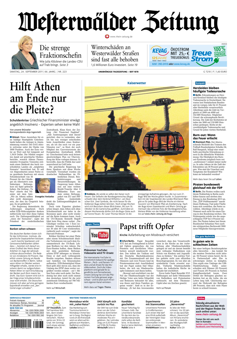 Westerwälder Zeitung vom Samstag, 24.09.2011