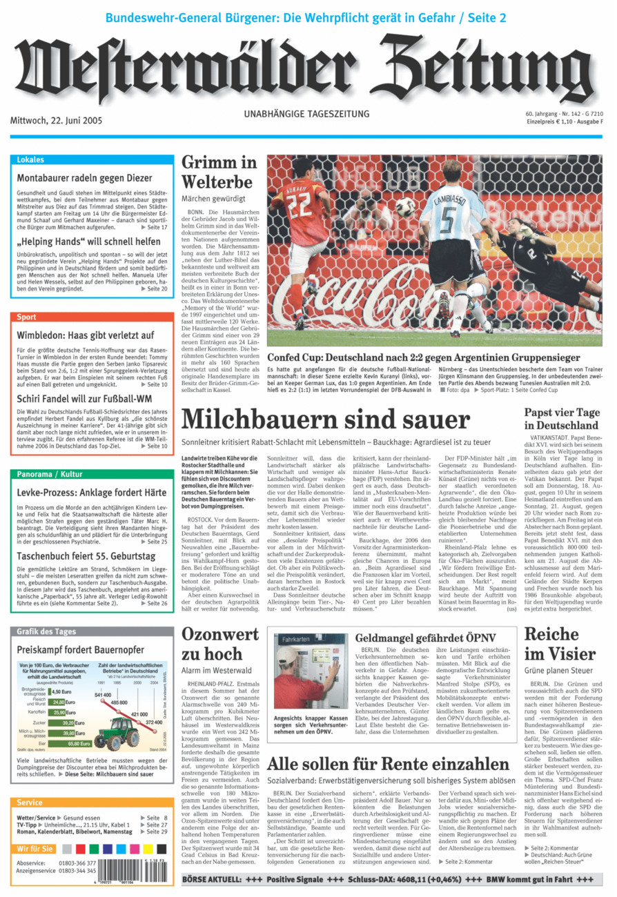 Westerwälder Zeitung vom Mittwoch, 22.06.2005