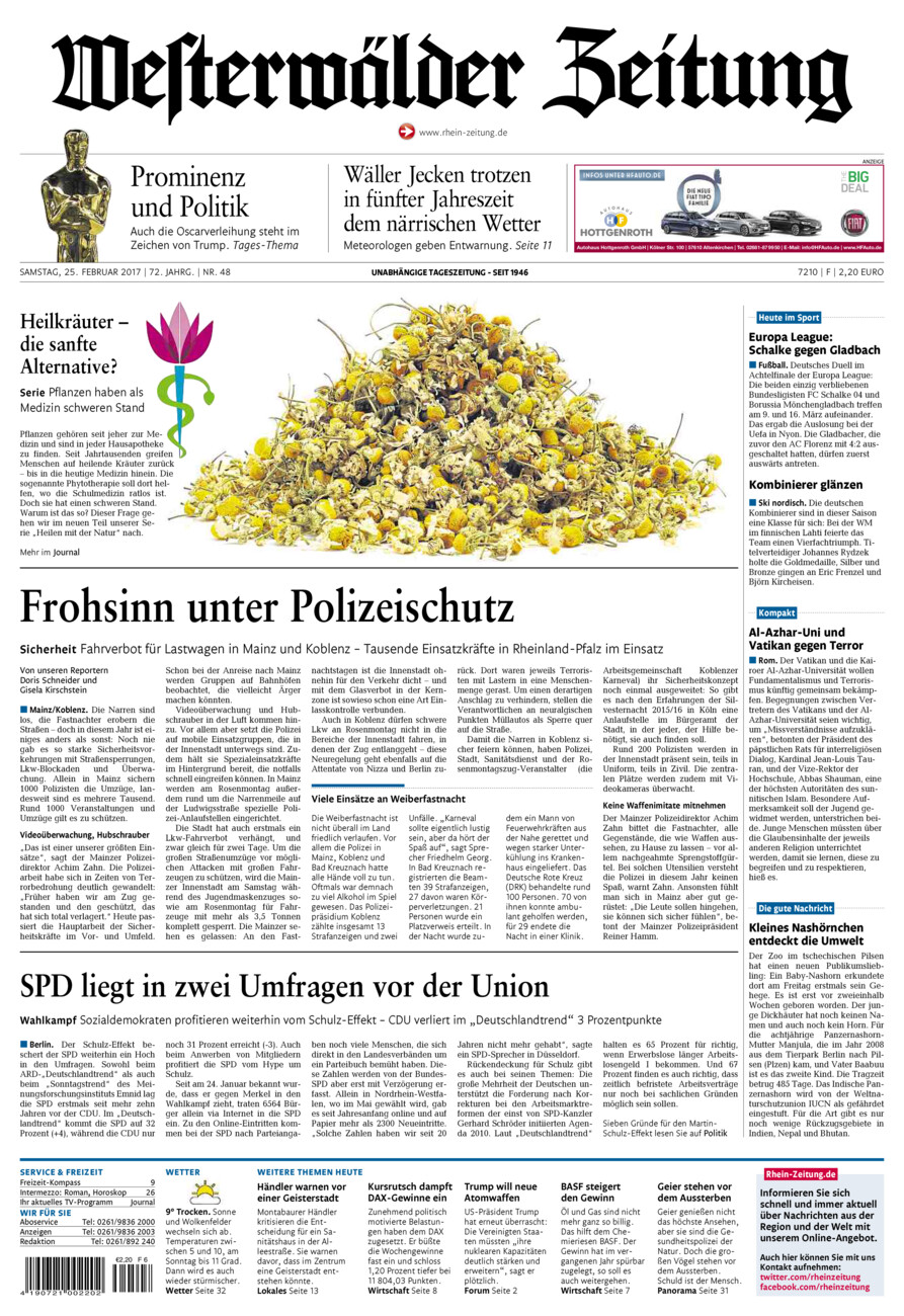 Westerwälder Zeitung vom Samstag, 25.02.2017