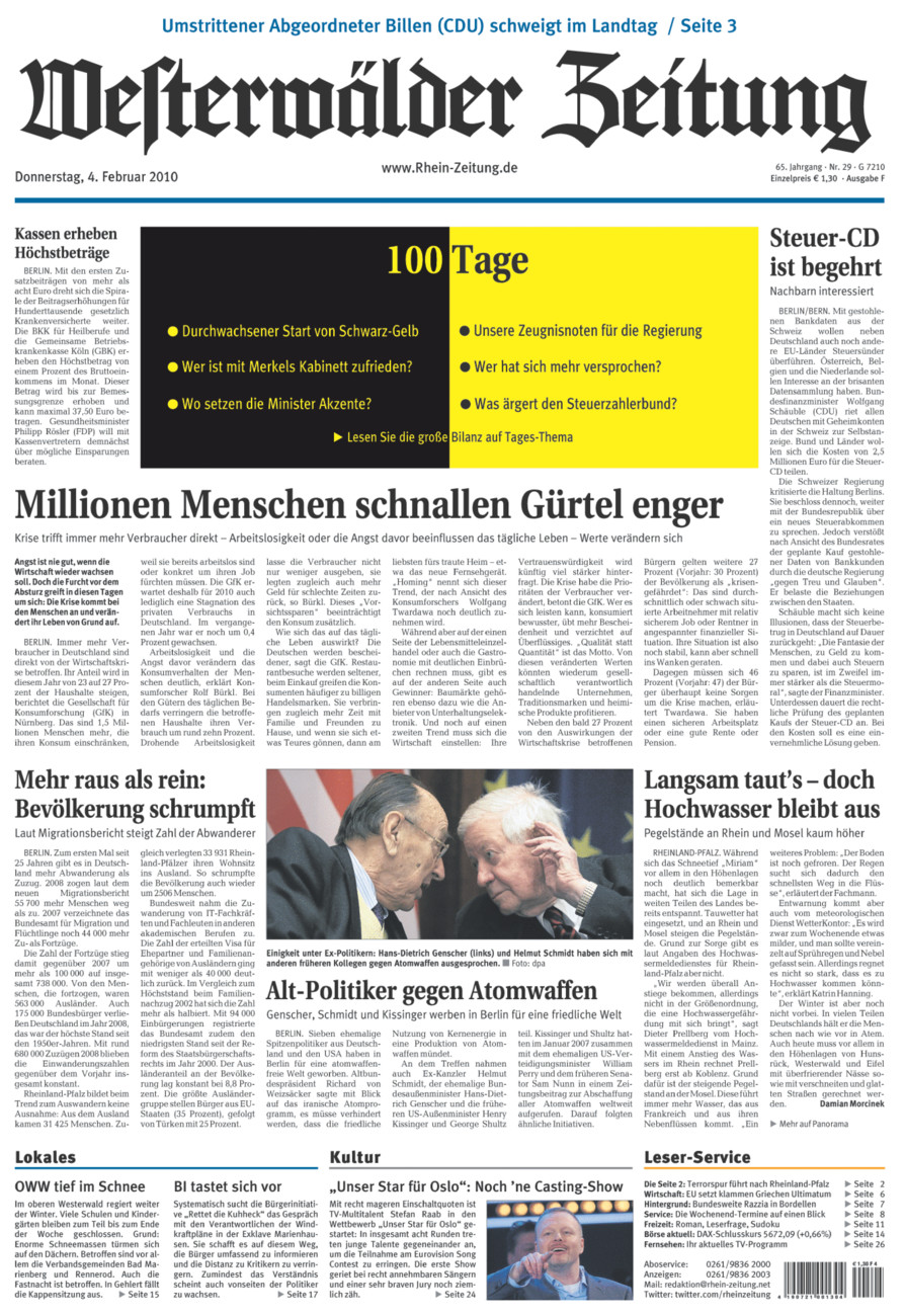 Westerwälder Zeitung vom Donnerstag, 04.02.2010