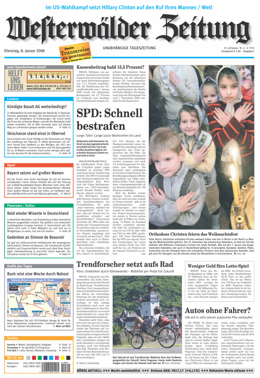 Westerwälder Zeitung vom Dienstag, 08.01.2008