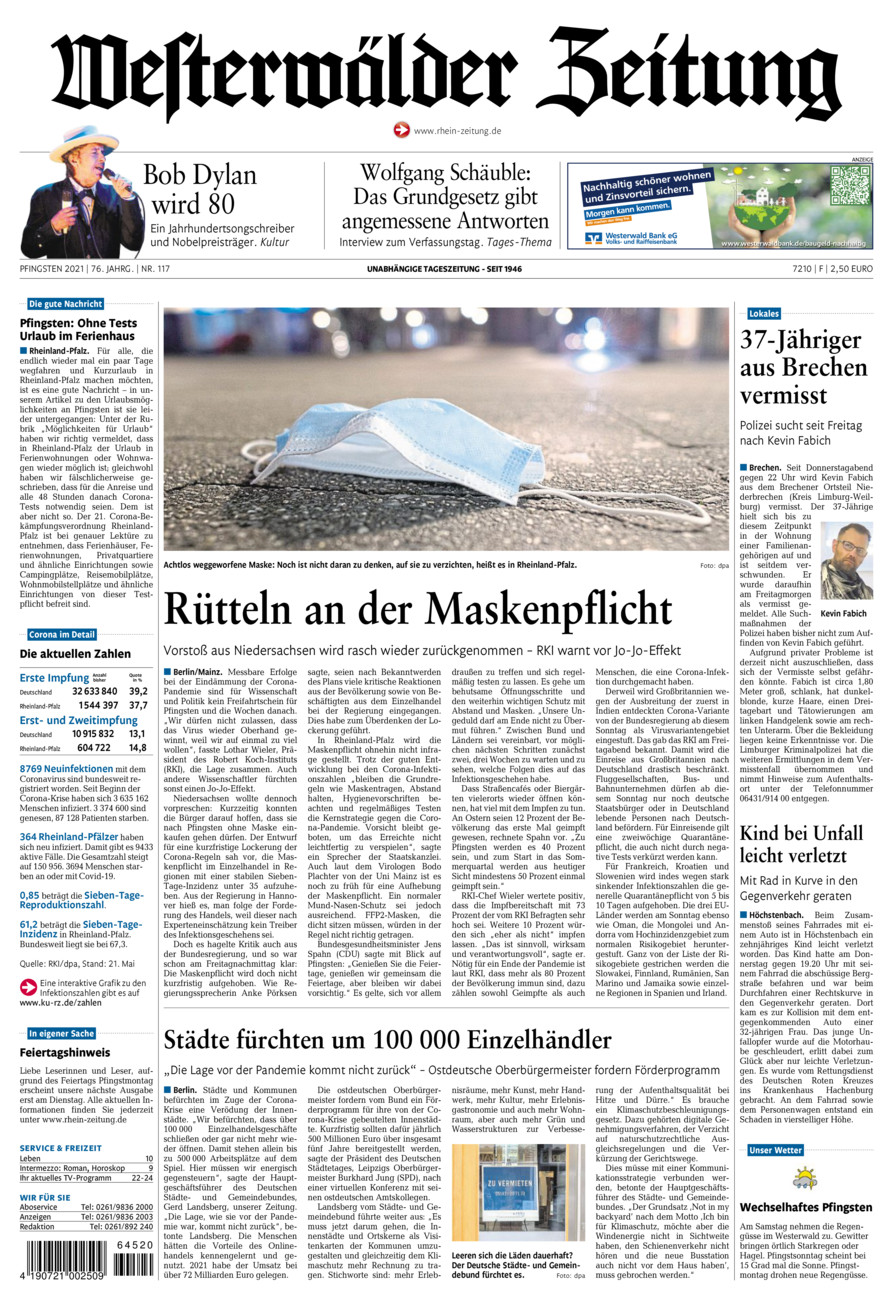 Westerwälder Zeitung vom Samstag, 22.05.2021