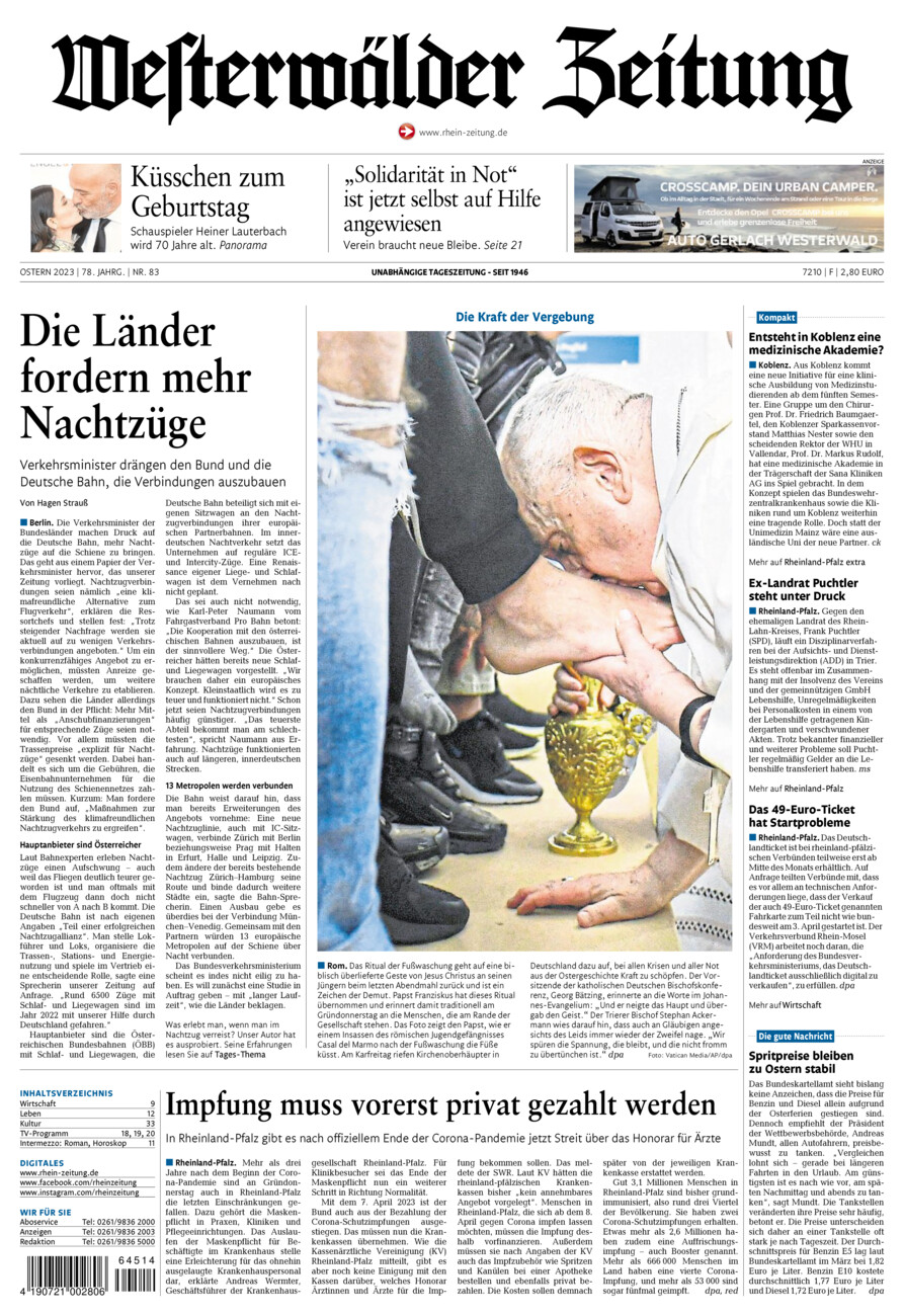 Westerwälder Zeitung vom Samstag, 08.04.2023