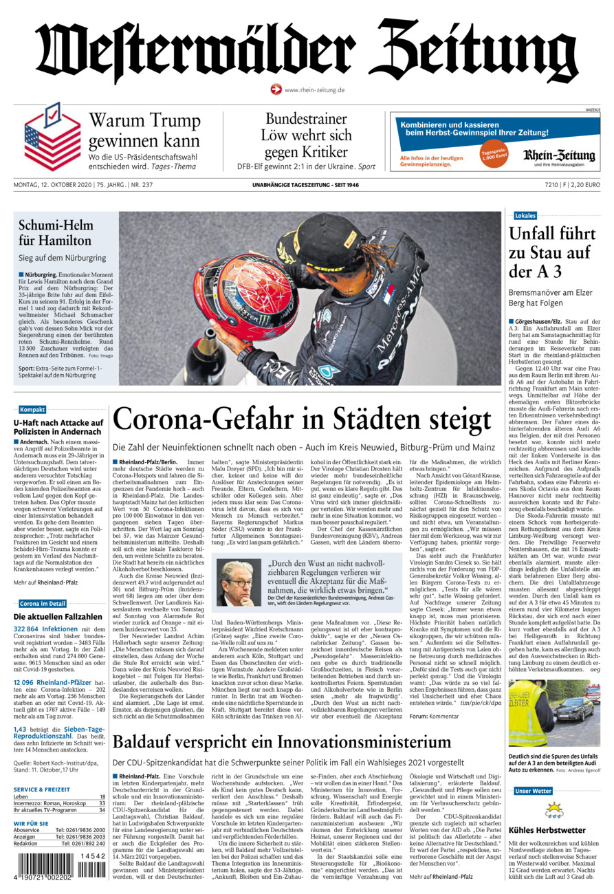 Westerwälder Zeitung vom Montag, 12.10.2020
