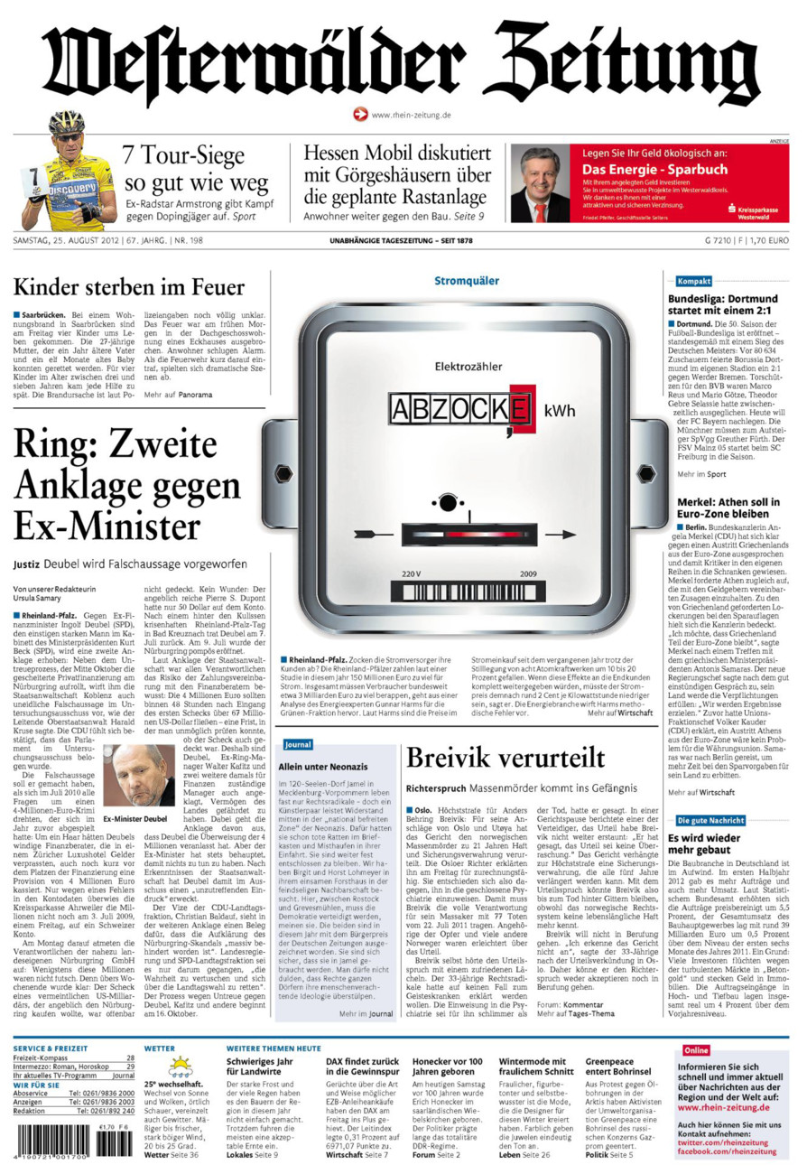 Westerwälder Zeitung vom Samstag, 25.08.2012