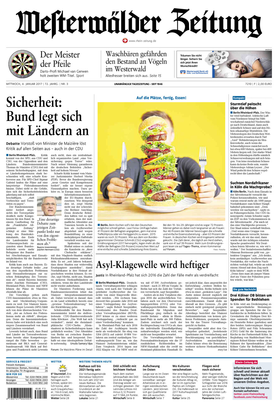 Westerwälder Zeitung vom Mittwoch, 04.01.2017