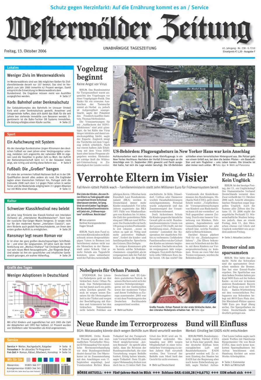 Westerwälder Zeitung vom Freitag, 13.10.2006