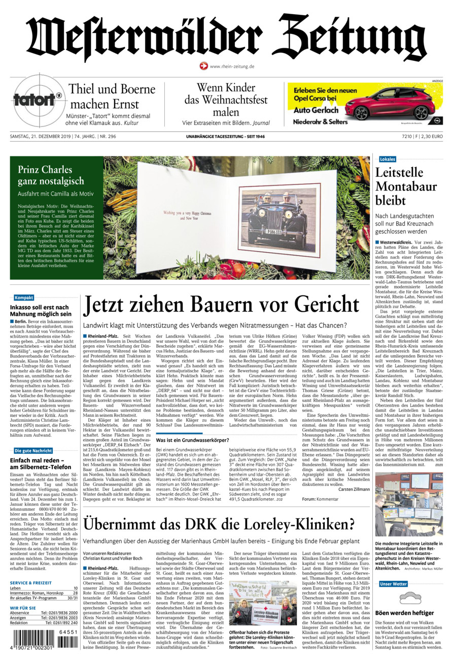 Westerwälder Zeitung vom Samstag, 21.12.2019