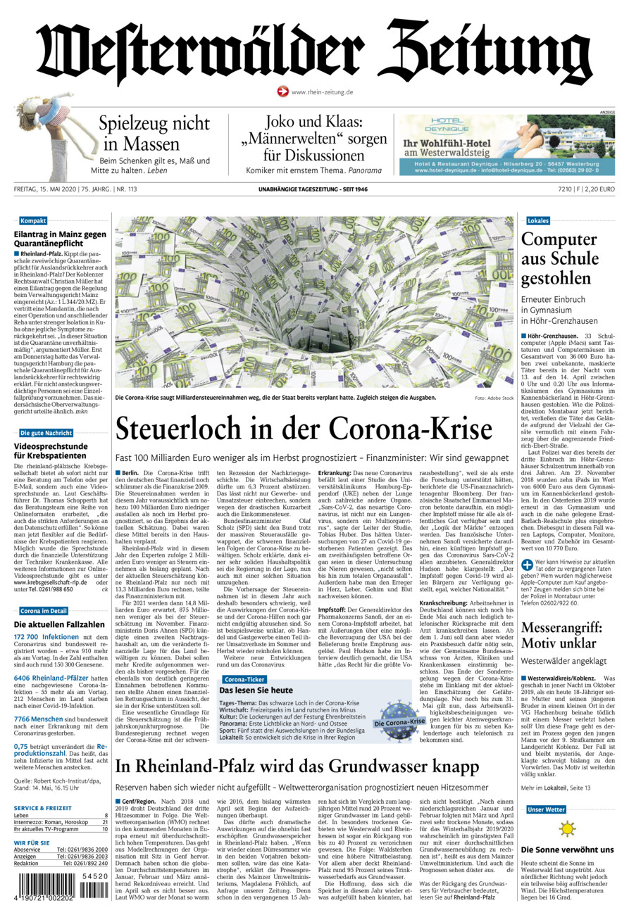 Westerwälder Zeitung vom Freitag, 15.05.2020