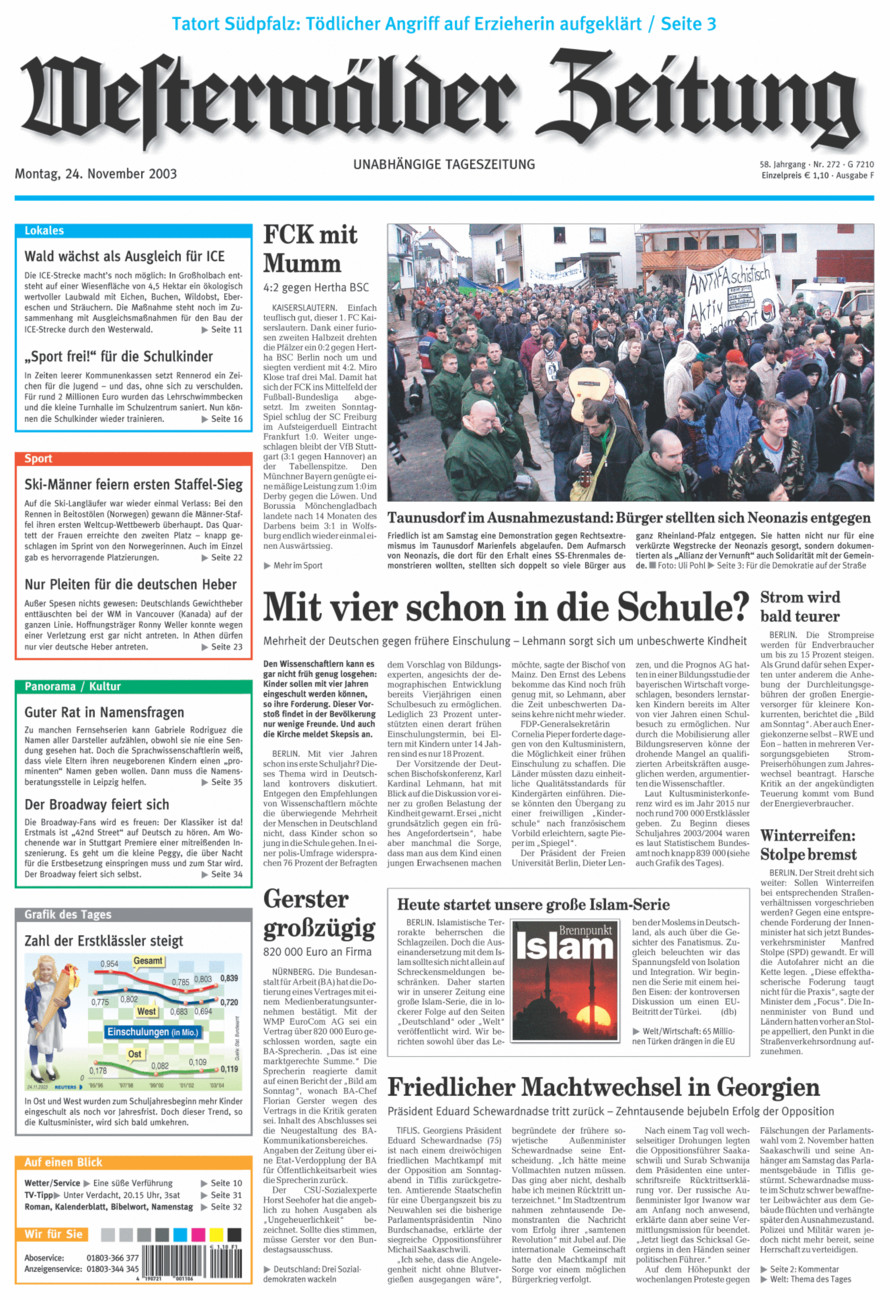 Westerwälder Zeitung vom Montag, 24.11.2003