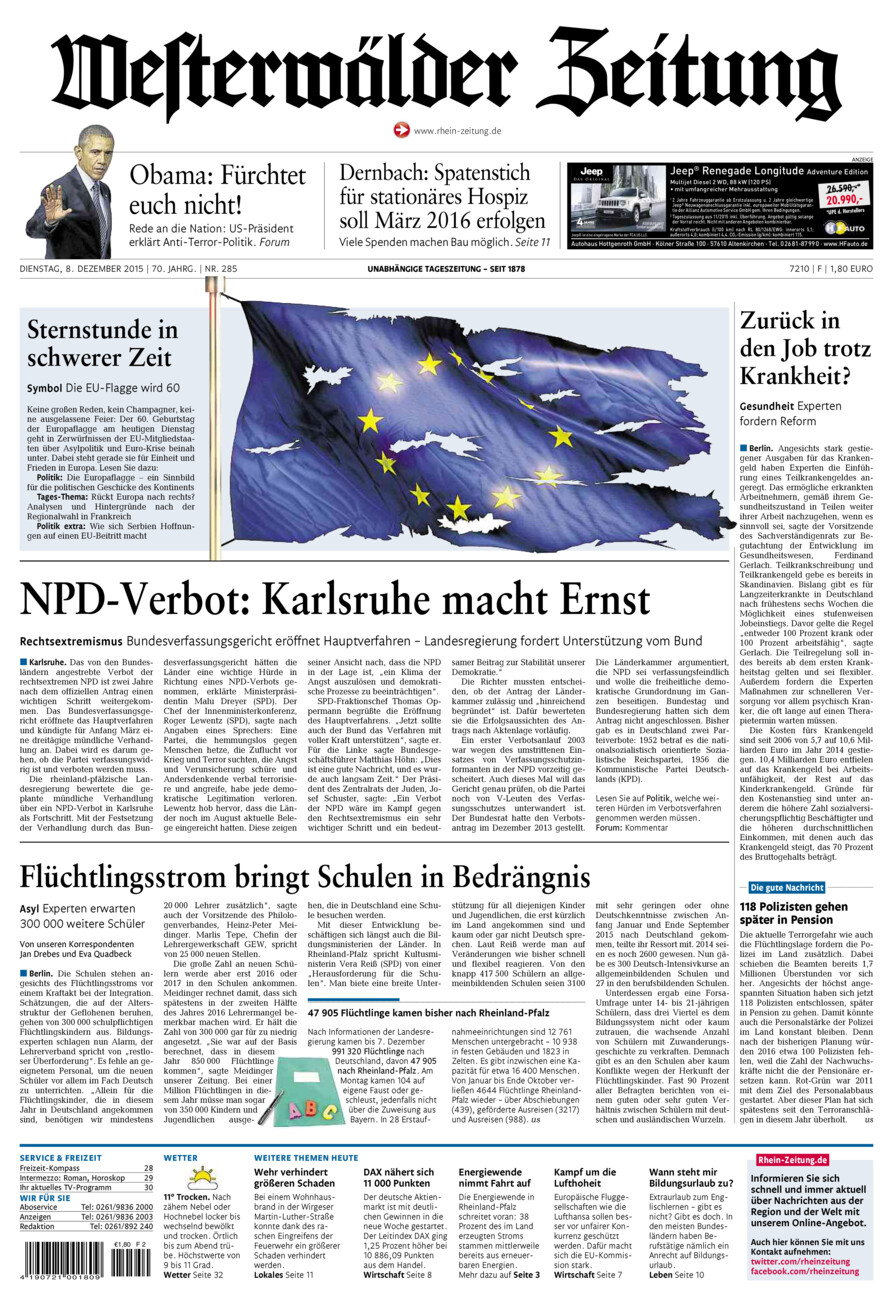 Westerwälder Zeitung vom Dienstag, 08.12.2015