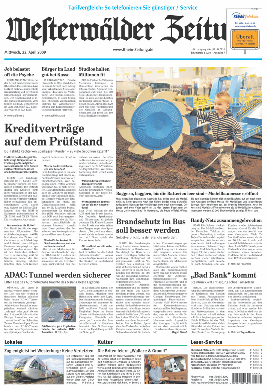 Westerwälder Zeitung vom Mittwoch, 22.04.2009