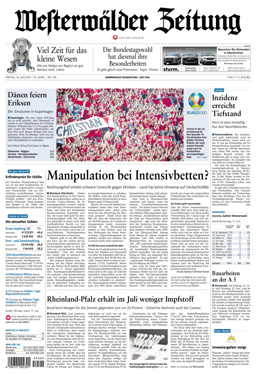 Westerwälder Zeitung vom Freitag, 18.06.2021
