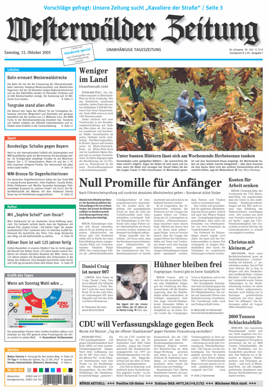 Westerwälder Zeitung vom Samstag, 15.10.2005