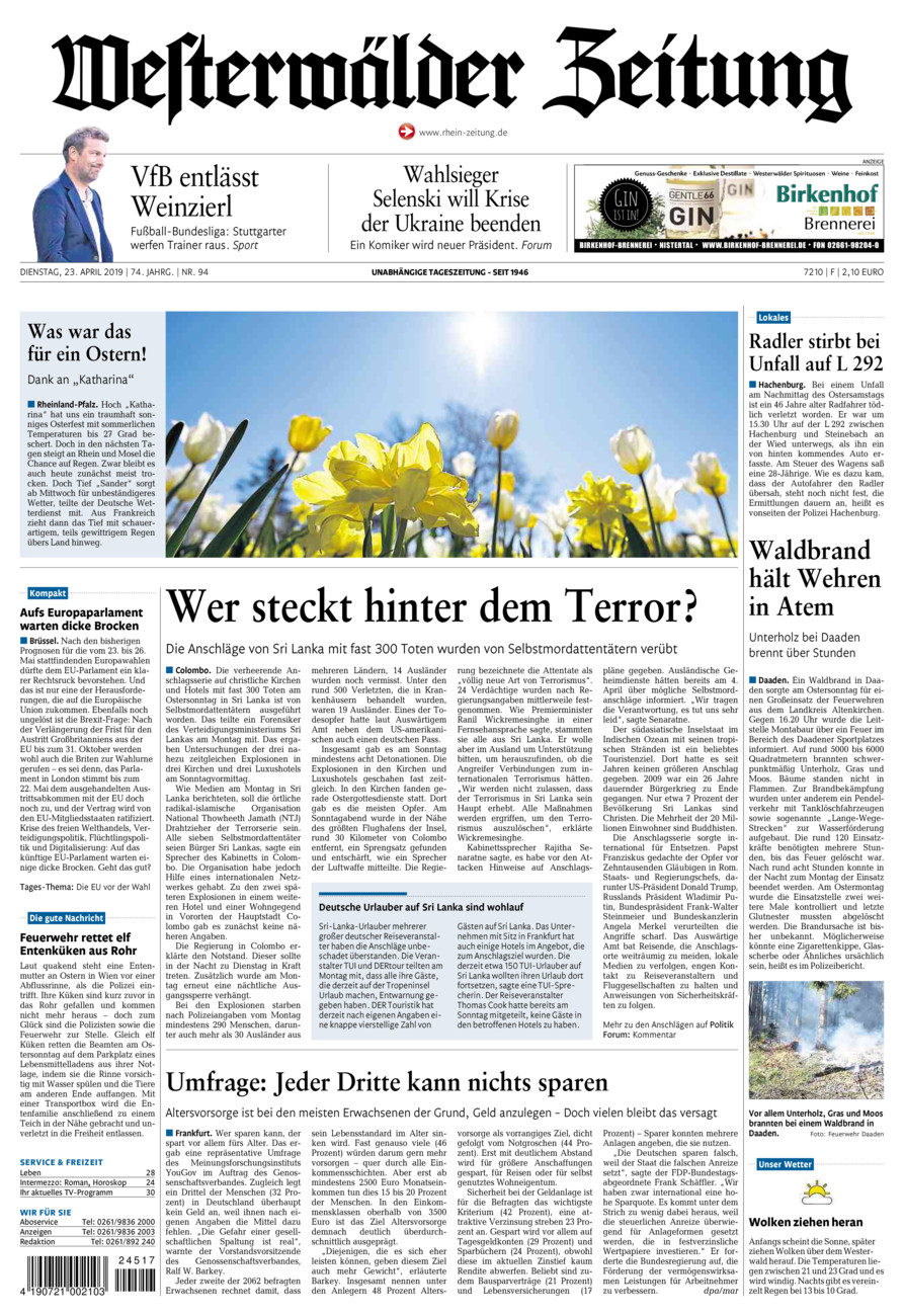 Westerwälder Zeitung vom Dienstag, 23.04.2019