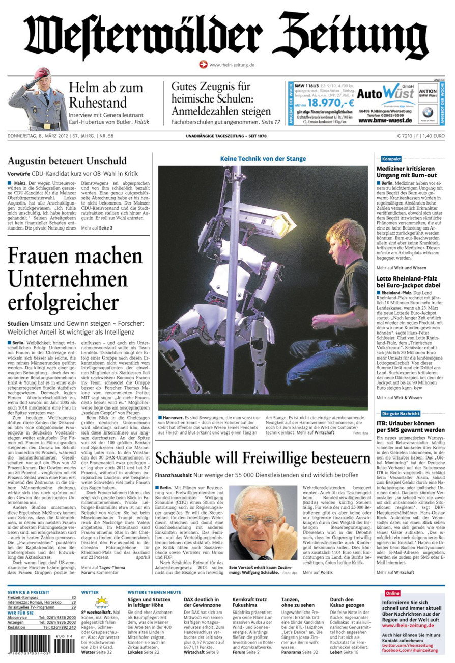 Westerwälder Zeitung vom Donnerstag, 08.03.2012