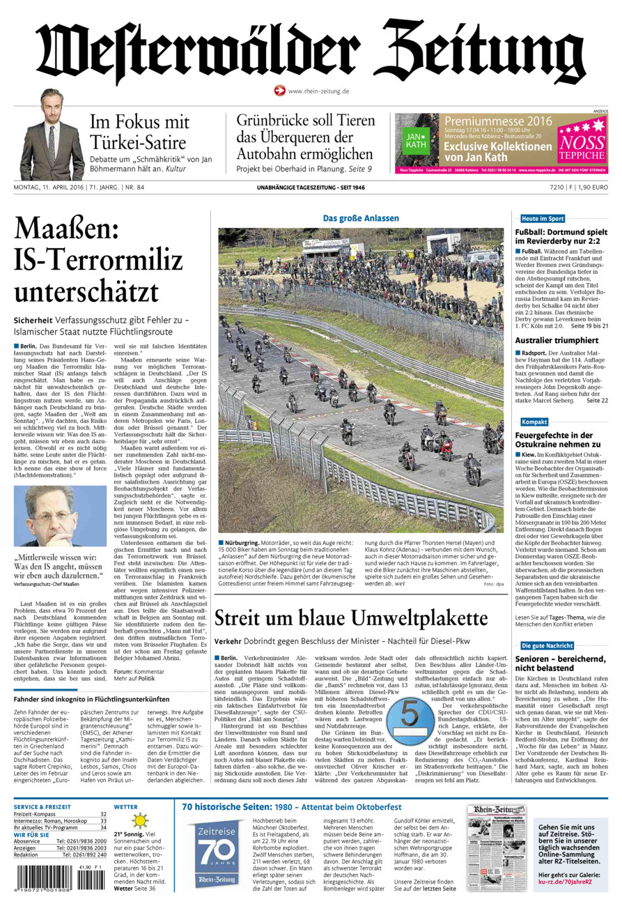 Westerwälder Zeitung vom Montag, 11.04.2016