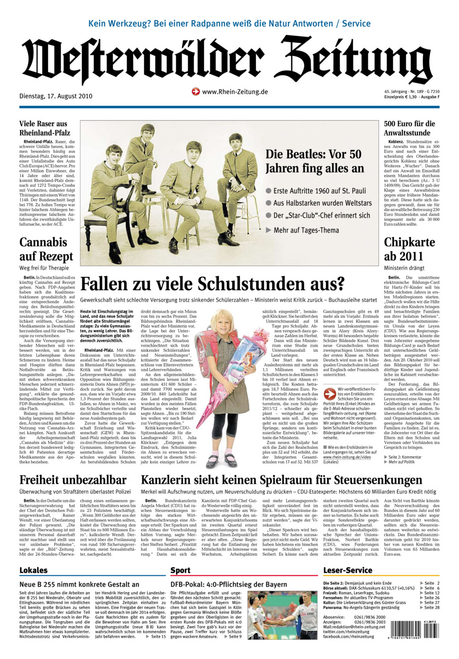 Westerwälder Zeitung vom Dienstag, 17.08.2010