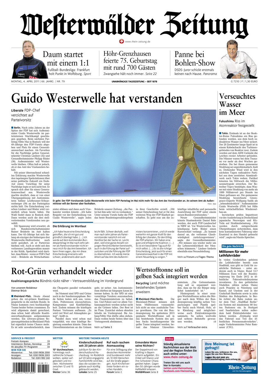 Westerwälder Zeitung vom Montag, 04.04.2011