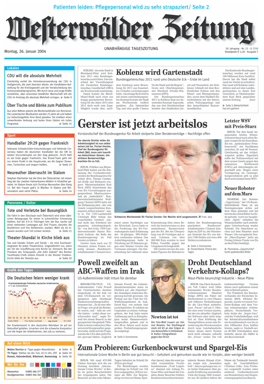 Westerwälder Zeitung vom Montag, 26.01.2004