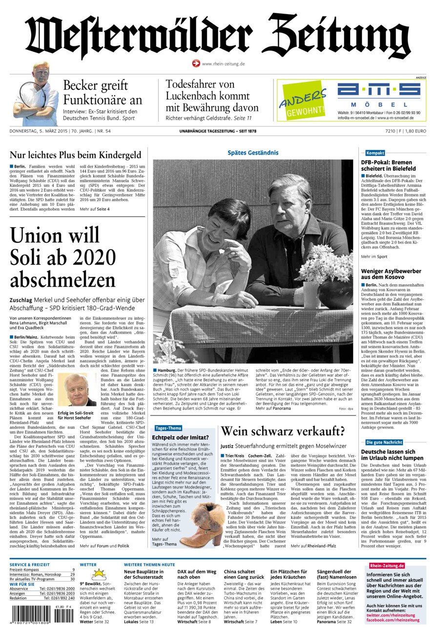 Westerwälder Zeitung vom Donnerstag, 05.03.2015