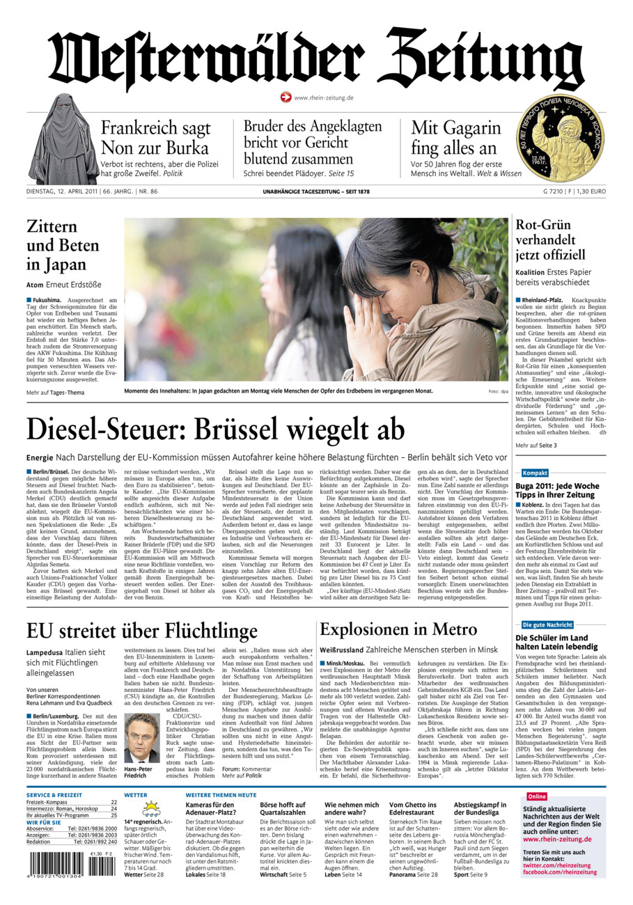 Westerwälder Zeitung vom Dienstag, 12.04.2011