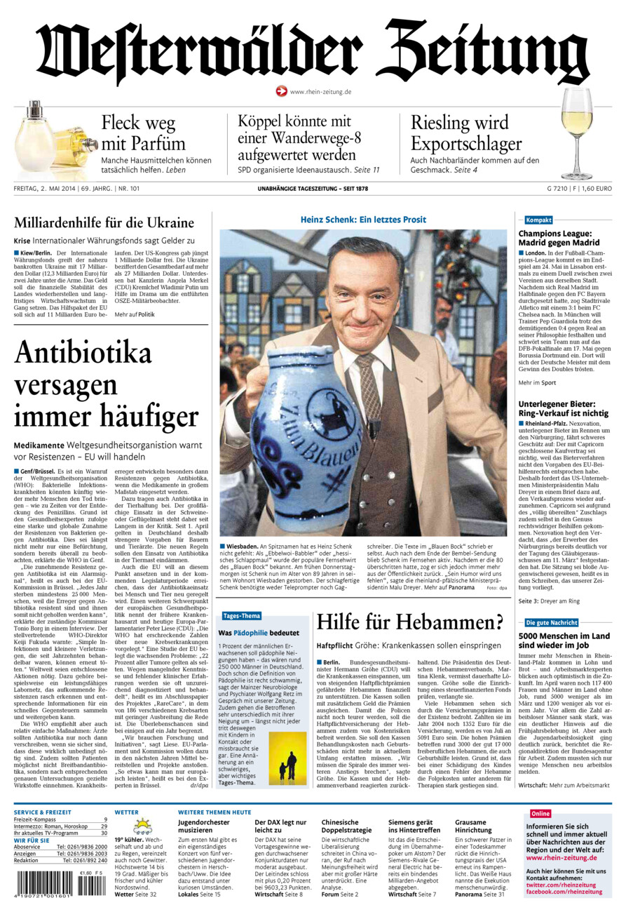 Westerwälder Zeitung vom Freitag, 02.05.2014