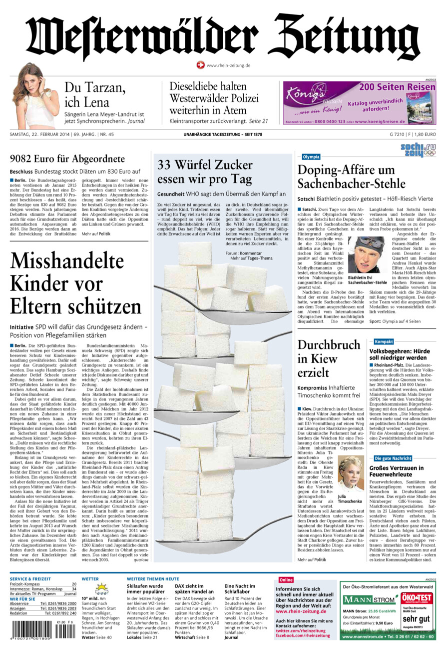 Westerwälder Zeitung vom Samstag, 22.02.2014