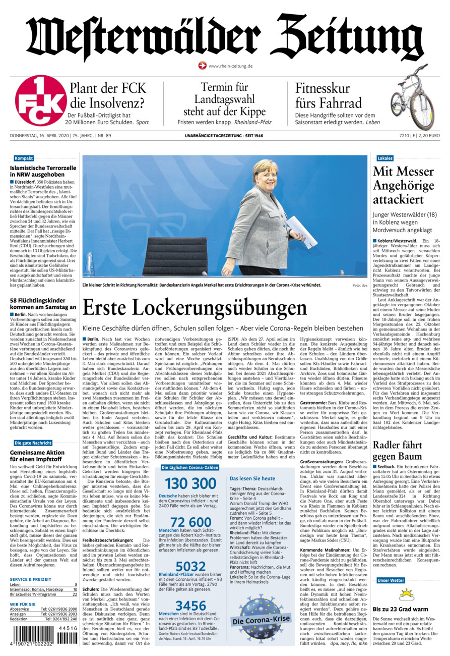 Westerwälder Zeitung vom Donnerstag, 16.04.2020