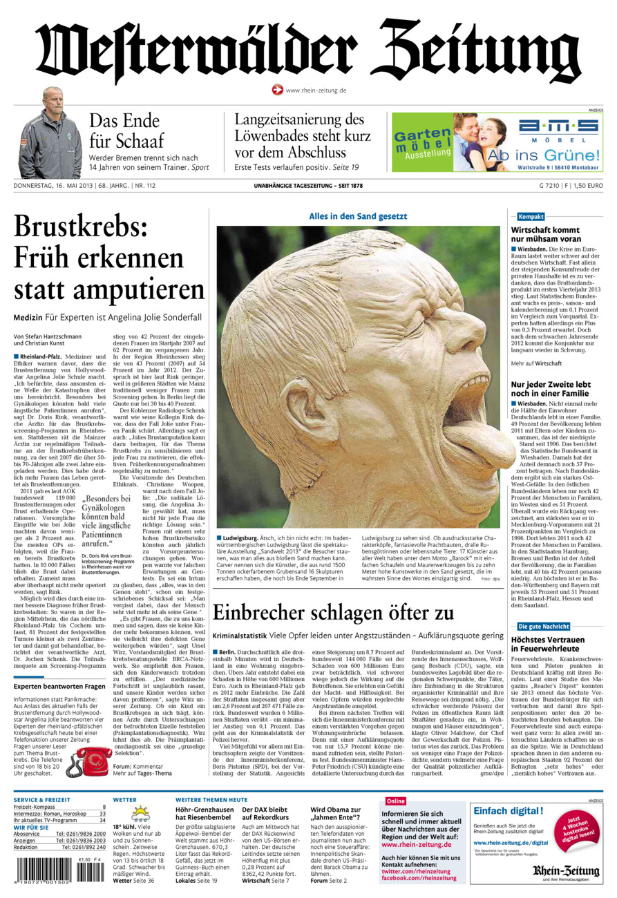 Westerwälder Zeitung vom Donnerstag, 16.05.2013